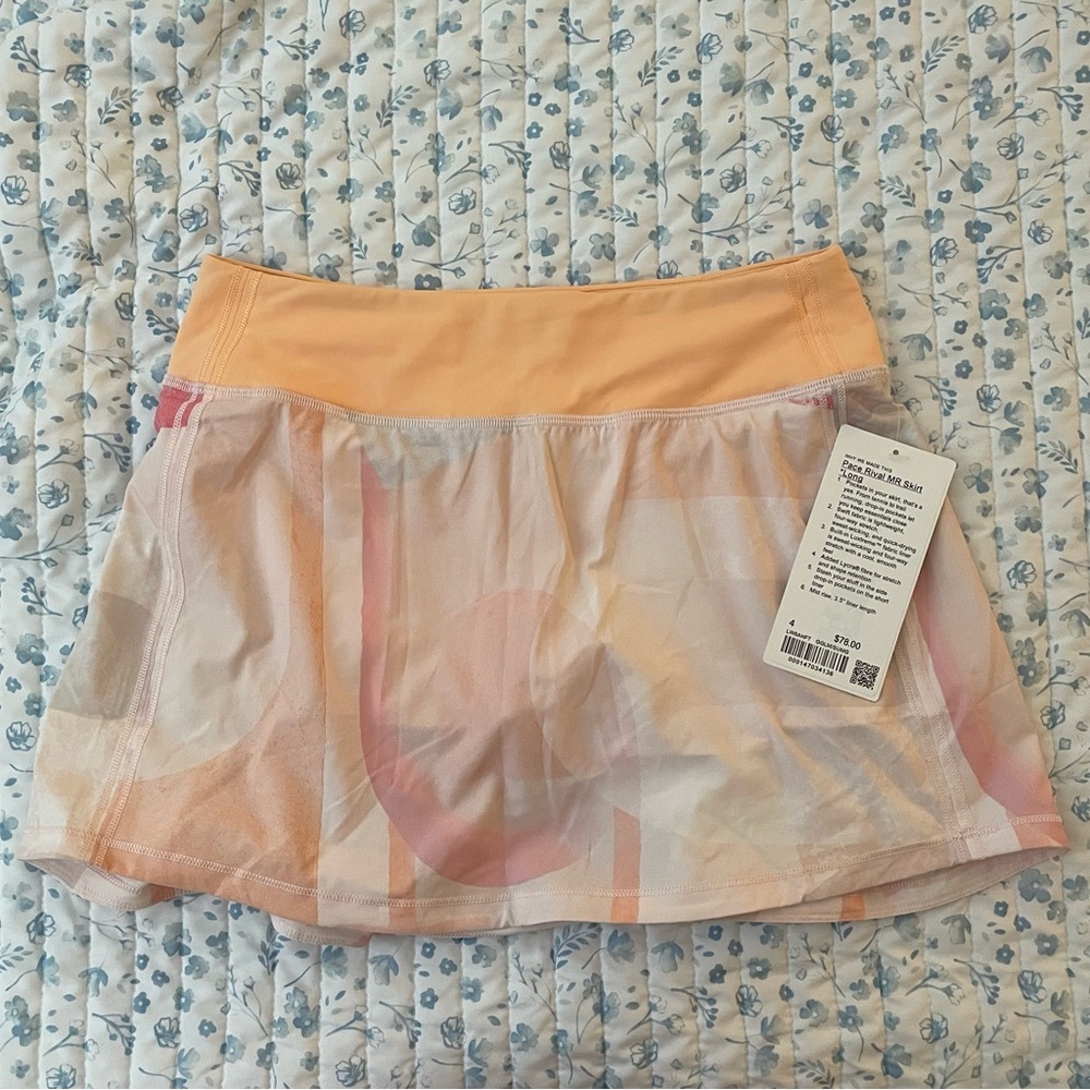 BNWT Lululemon Pace Rival Mid-Rise Skirt *Long Sz 4 Garrogeo Glow Print